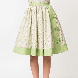 Unique Vintage Mint Green Floral Rye Swing Skirt 4